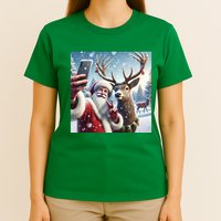 Surprise Rain Deer Selfie Santa T-Shirt