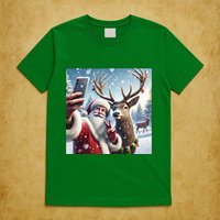 Surprise Rain Deer Selfie Santa T-Shirt