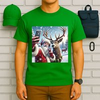 Surprise Rain Deer Selfie Santa T-Shirt