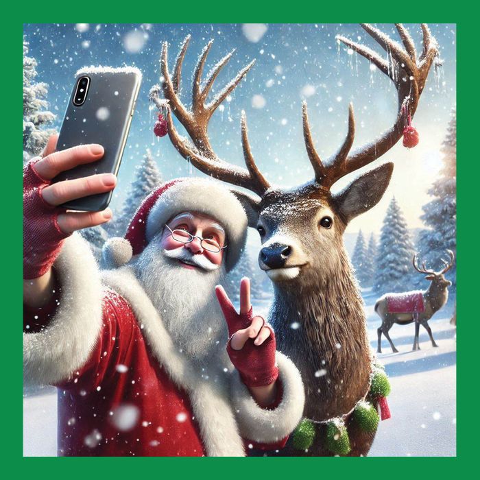 Surprise Rain Deer Selfie Santa T-Shirt
