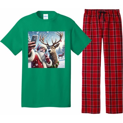 Surprise Rain Deer Selfie Santa Pajama Set