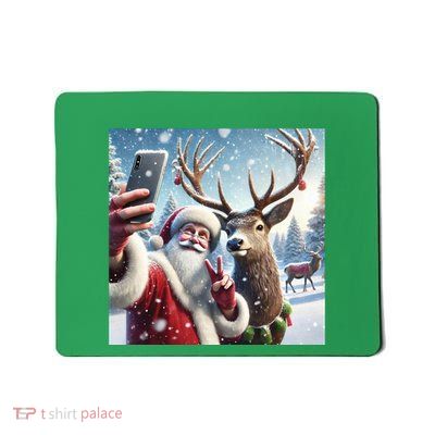 Surprise Rain Deer Selfie Santa Mousepad