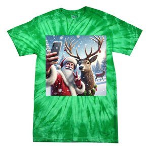 Surprise Rain Deer Selfie Santa Tie-Dye T-Shirt