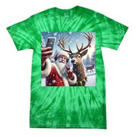 Surprise Rain Deer Selfie Santa Tie-Dye T-Shirt