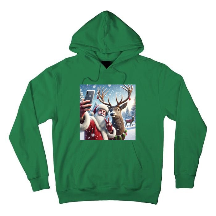 Surprise Rain Deer Selfie Santa Tall Hoodie