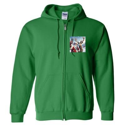 Surprise Rain Deer Selfie Santa Full Zip Hoodie