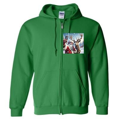 Surprise Rain Deer Selfie Santa Full Zip Hoodie