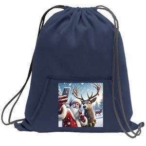 Surprise Rain Deer Selfie Santa Sweatshirt Cinch Pack Bag