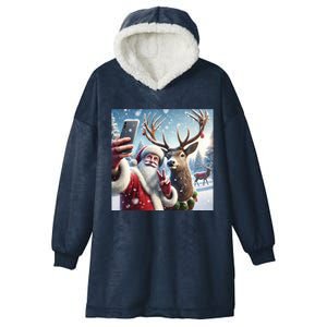 Surprise Rain Deer Selfie Santa Hooded Wearable Blanket