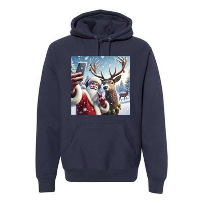 Surprise Rain Deer Selfie Santa Premium Hoodie