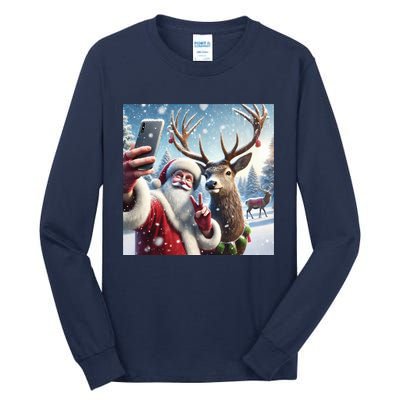 Surprise Rain Deer Selfie Santa Tall Long Sleeve T-Shirt