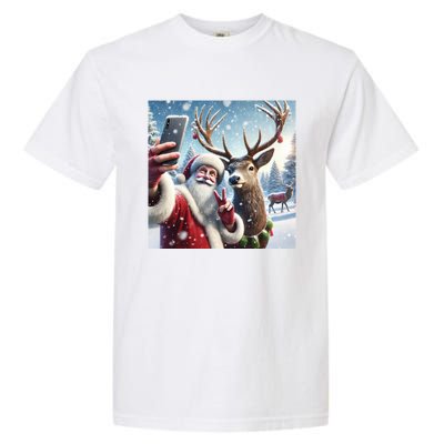 Surprise Rain Deer Selfie Santa Garment-Dyed Heavyweight T-Shirt