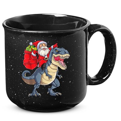 Santa Riding Dinosaur T Rex ChristmasBoys Men Xmas 15oz Campfire Ceramic Mug