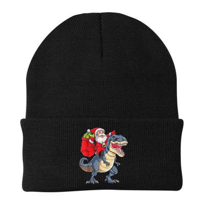 Santa Riding Dinosaur T Rex ChristmasBoys Men Xmas Beanie