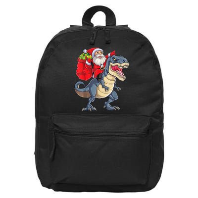 Santa Riding Dinosaur T Rex ChristmasBoys Men Xmas 16 in Basic Backpack