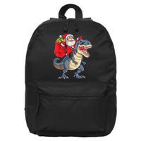 Santa Riding Dinosaur T Rex ChristmasBoys Men Xmas 16 in Basic Backpack