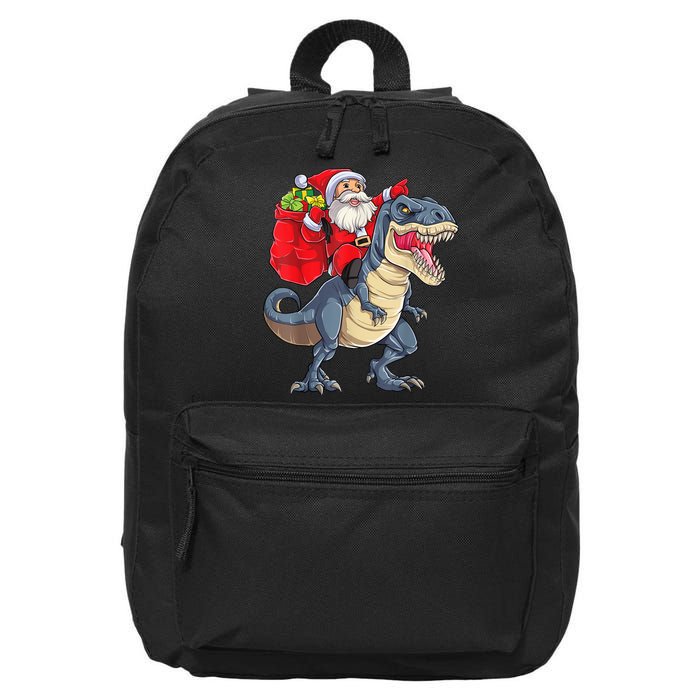Santa Riding Dinosaur T Rex ChristmasBoys Men Xmas 16 in Basic Backpack
