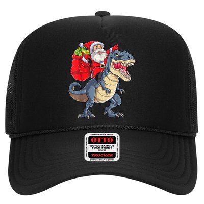 Santa Riding Dinosaur T Rex ChristmasBoys Men Xmas Trucker Hat