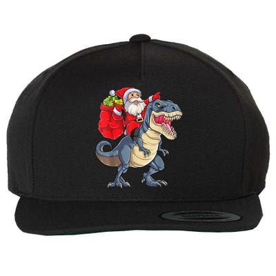 Santa Riding Dinosaur T Rex ChristmasBoys Men Xmas Wool Snapback Cap