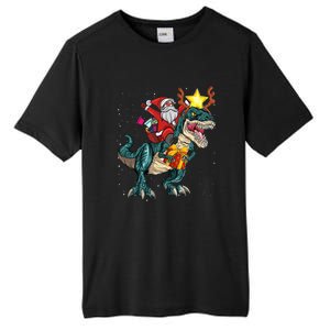 Santa Riding Dinosaur T Rex Christmas Party Boys Xmas Tall Fusion ChromaSoft Performance T-Shirt