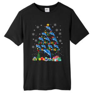 Santa Reindeer Dolphin Xmas Tree Light Dolphin Gift Tall Fusion ChromaSoft Performance T-Shirt