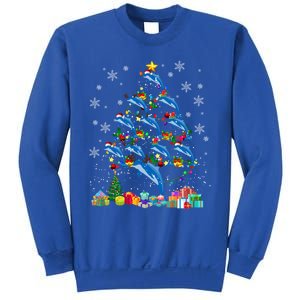 Santa Reindeer Dolphin Xmas Tree Light Dolphin Gift Sweatshirt