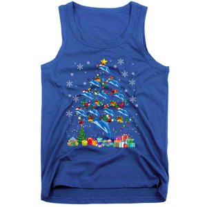 Santa Reindeer Dolphin Xmas Tree Light Dolphin Gift Tank Top