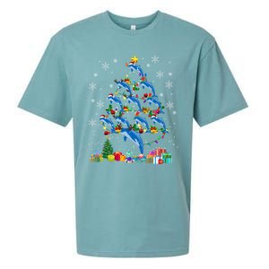 Santa Reindeer Dolphin Xmas Tree Light Dolphin Gift Sueded Cloud Jersey T-Shirt