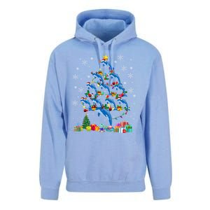 Santa Reindeer Dolphin Xmas Tree Light Dolphin Gift Unisex Surf Hoodie