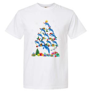 Santa Reindeer Dolphin Xmas Tree Light Dolphin Gift Garment-Dyed Heavyweight T-Shirt