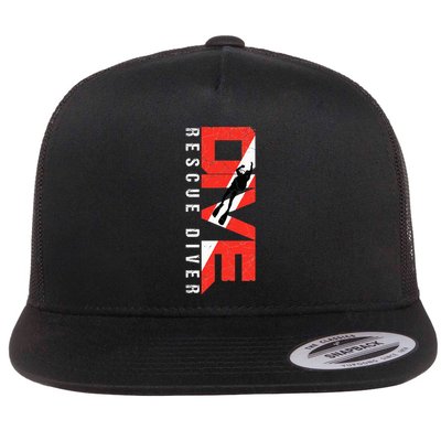 Scuba Rescue Diver For Instructors Students Divers Flat Bill Trucker Hat
