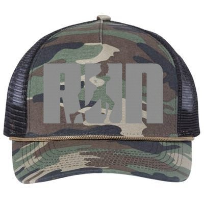 Silhouette Run Design For Runner Marathon Graphic Running Retro Rope Trucker Hat Cap