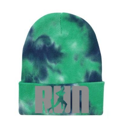 Silhouette Run Design For Runner Marathon Graphic Running Tie Dye 12in Knit Beanie