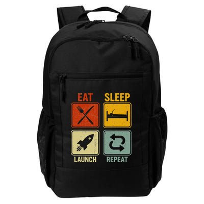 Sarcastic Retro Design Eat Sleep Launch Repeat Daily Commute Backpack