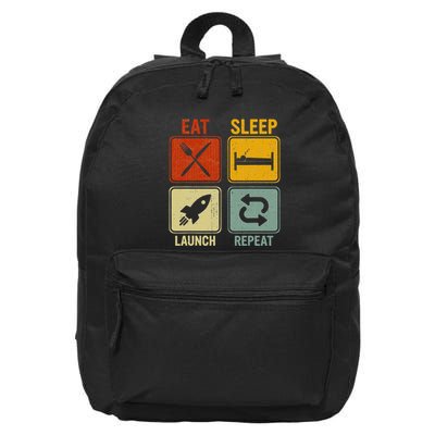 Sarcastic Retro Design Eat Sleep Launch Repeat 16 in Basic Backpack