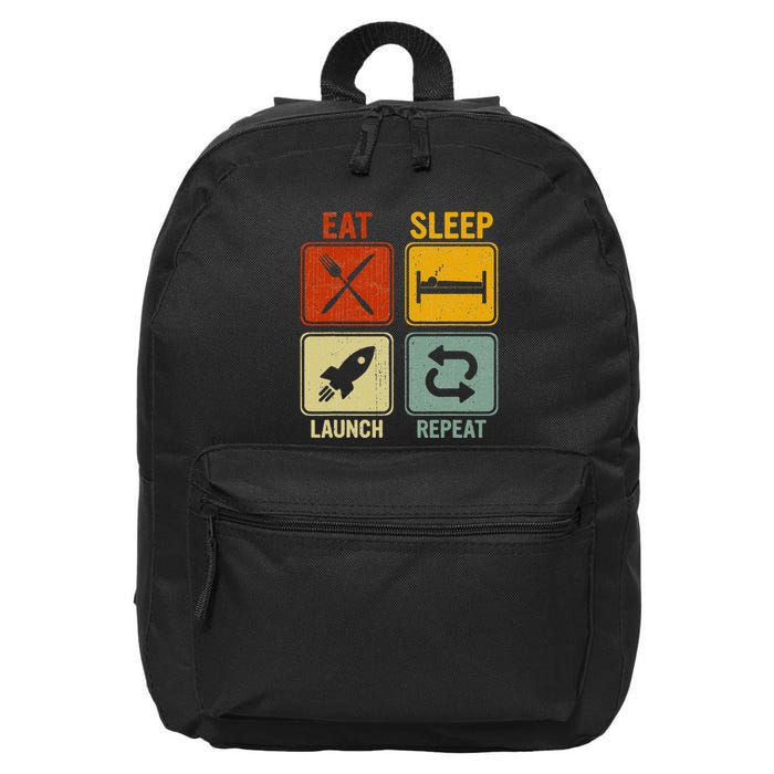 Sarcastic Retro Design Eat Sleep Launch Repeat 16 in Basic Backpack