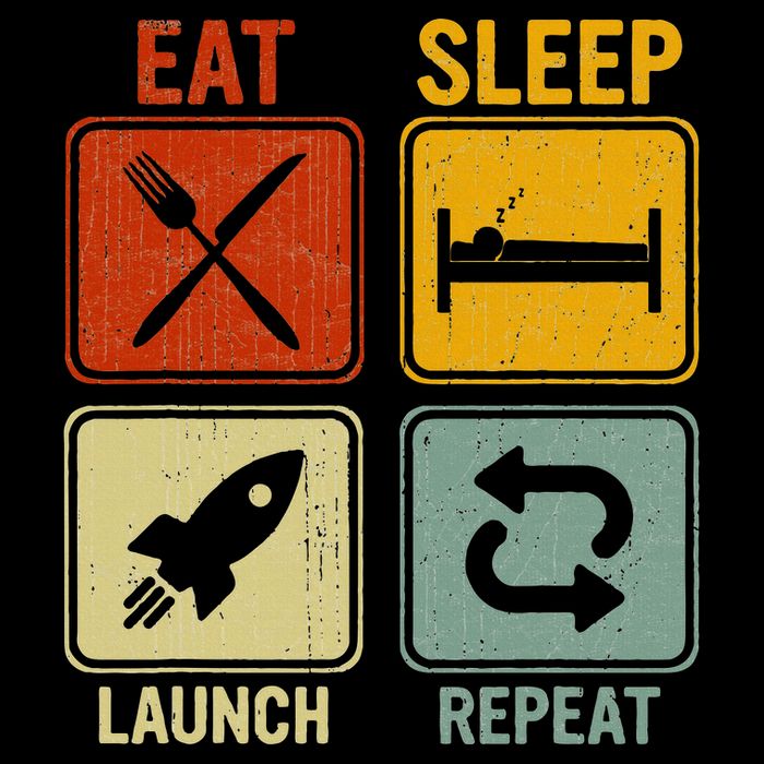 Sarcastic Retro Design Eat Sleep Launch Repeat 16 in Basic Backpack