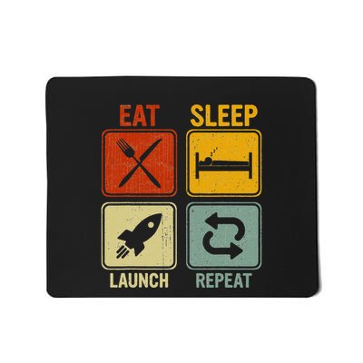 Sarcastic Retro Design Eat Sleep Launch Repeat Mousepad