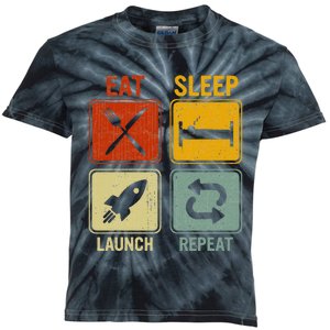 Sarcastic Retro Design Eat Sleep Launch Repeat Kids Tie-Dye T-Shirt