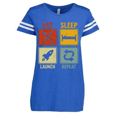 Sarcastic Retro Design Eat Sleep Launch Repeat Enza Ladies Jersey Football T-Shirt