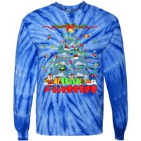 Santa Reindeer Dolphins Xmas Tree Hands Sign Language Gift Tie-Dye Long Sleeve Shirt