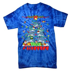 Santa Reindeer Dolphins Xmas Tree Hands Sign Language Gift Tie-Dye T-Shirt