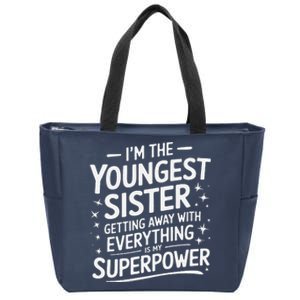 Sister Rules DonT Apply To Me Funny Sibling Zip Tote Bag