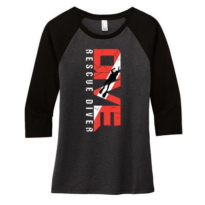 SCUBA Rescue Diver For Instructors Students Divers Women's Tri-Blend 3/4-Sleeve Raglan Shirt