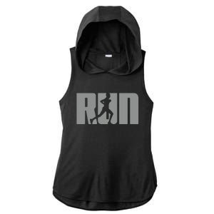 Silhouette Run Design For Runner Marathon Graphic Running Ladies PosiCharge Tri-Blend Wicking Draft Hoodie Tank