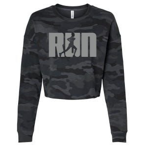 Silhouette Run Design For Runner Marathon Graphic Running Cropped Pullover Crew