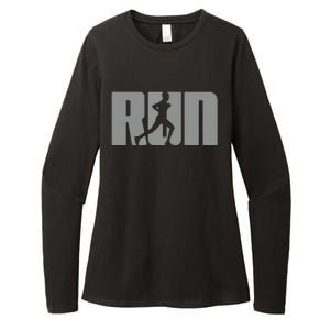 Silhouette Run Design For Runner Marathon Graphic Running Womens CVC Long Sleeve Shirt