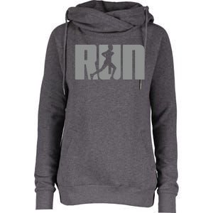 Silhouette Run Design For Runner Marathon Graphic Running Womens Funnel Neck Pullover Hood