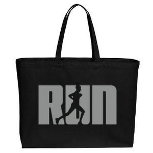 Silhouette Run Design For Runner Marathon Graphic Running Cotton Canvas Jumbo Tote