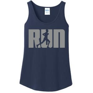 Silhouette Run Design For Runner Marathon Graphic Running Ladies Essential Tank